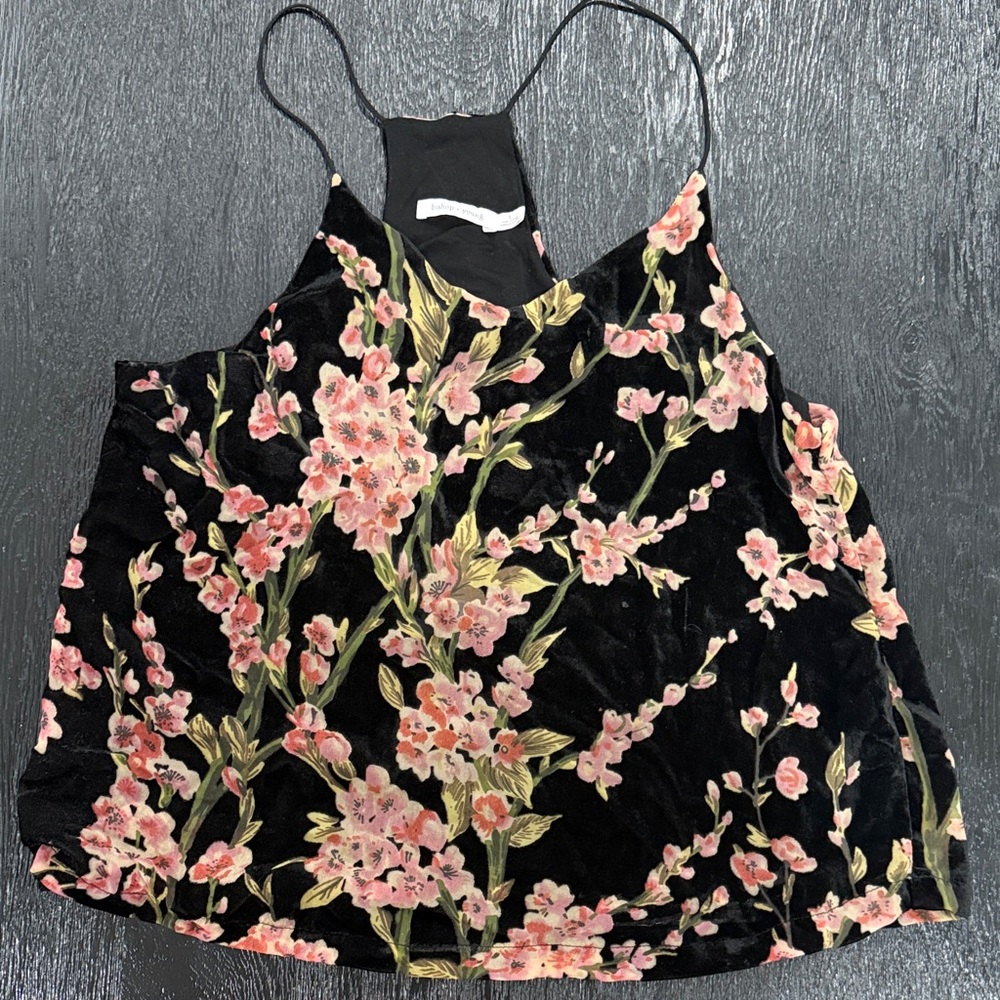 bishop + young Black Floral Velvet Camisole